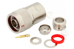 PE4132 - N オス コネクタ、クランプ/はんだ(キャプティブ端子)接続、RG213、RG214、RG8、RG9、RG11、RG225、RG393、RG144、RG216、RG215