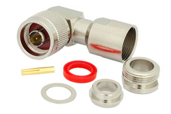 PE4136 - N オス 直角コネクタ、クランプ/はんだ接続、RG213、RG8、RG215、RG225、RG214、RG393