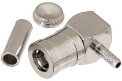 PE4159 - SMB プラグ 直角コネクタ、圧着/はんだ接続、RG178、RG196