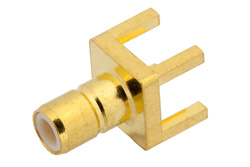 PE4174 - SMB ジャック コネクタ、はんだ接続、スルーホールPCB、.200インチx.067インチ穴間隔