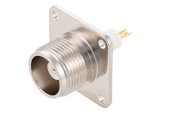 PE4183 - HN メス コネクタ、はんだ接続、4ホールパネルマウント、ソルダーカップターミナル、.906インチ穴間隔