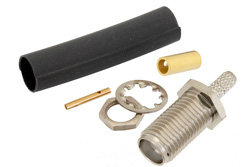 PE4188 - SMA メス バルクヘッドマウントコネクタ、はんだ接続、RG316、RG174、RG188、.235インチD穴