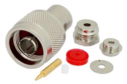 PE4224 - N オス コネクタ、クランプ/はんだ接続、RG174、RG316、RG188