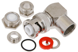 PE4227 - MHV オス 直角コネクタ、クランプ/はんだ接続、RG59、RG62、RG71