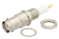 PE4239 - SHV ジャック バルクヘッドマウントコネクタ、はんだ接続、ソルダーカップターミナル、.350インチD穴