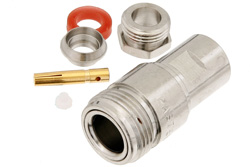 PE4330 - N メス コネクタ、クランプ/はんだ接続、RG59、RG62、RG71