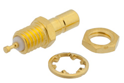 PE4339 - SSMB ジャック バルクヘッドマウントコネクタ、はんだ接続、タレットターミナル、.126インチD穴、フロントマウント