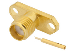 PE4370 - SMA メス コネクタ、はんだ接続、2ホールパネルマウント、タブターミナル、.481インチ穴間隔