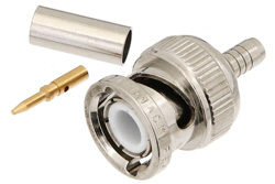 PE4381 - BNC オス コネクタ、圧着/はんだ接続、RG58プレナム、RG122、RG58-P