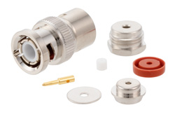 PE4384 - BNC オス コネクタ、クランプ/はんだ接続、RG178、RG196