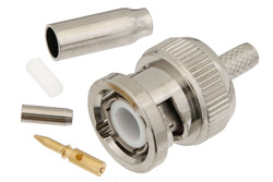 PE4385 - BNC オス コネクタ、圧着/はんだ接続、RG316-DS、RG188-DS