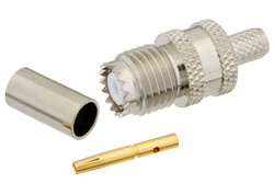 PE44084 - Mini UHF メス コネクタ、圧着/はんだ接続、RG58、RG303、RG141、PE-C195、PE-P195、LMR-195、.195インチ