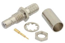 PE44094 - SMB ジャック バルクヘッドマウントコネクタ、圧着/はんだ接続、RG58