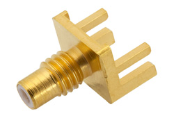 PE44136 - SMC ジャック コネクタ、はんだ接続、.062インチエンドランチPCB、.375インチx.500インチ端子