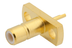 PE44139 - SMB ジャック コネクタ、はんだ接続、2ホールパネルマウント、ソルダーカップターミナル、.328インチ穴間隔