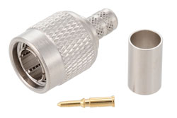 PE44166 - 75 Ω TNC オス コネクタ、圧着/はんだ接続、RG59、RG62