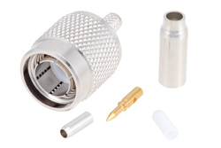 PE44168 - 75 Ω TNC オス コネクタ、圧着/はんだ接続、RG179、RG187