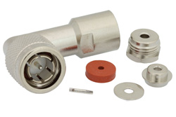 PE44172 - 75 Ω TNC オス 直角コネクタ、クランプ/はんだ接続、RG179、RG187