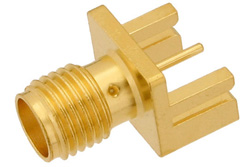 PE44206 - SMA メス コネクタ、はんだ接続、.031インチエンドランチPCB