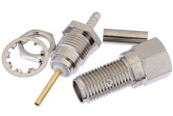 PE4422 - SMA メス バルクヘッドマウントコネクタ、圧着/はんだ接続、RG178、RG196、.235インチD穴