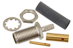 PE4426 - SMA メス バルクヘッドマウントコネクタ、はんだ接続、RG188-DS、RG316-DS、.235インチD穴