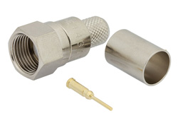 PE44313 - 75 Ω F オス コネクタ、圧着/はんだ接続、RG6-CATV、３ピースコネクタ