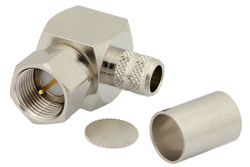 PE44320 - 75 Ω F オス 直角コネクタ、圧着/はんだ接続、RG6-CATV