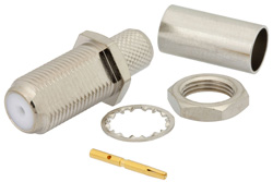 PE44324 - 75 Ω F メス バルクヘッドマウントコネクタ、圧着/はんだ接続、RG6-CATV