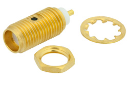 PE44344 - SMA メス バルクヘッドマウントプレシジョンコネクタ、はんだ接続、スタブターミナル、.250インチ直径