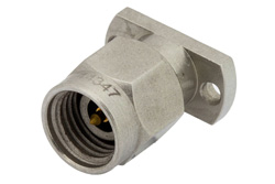 PE44347 - 2.92mm オス コネクタ、はんだ接続、2ホールパネルマウント、ピンターミナル、.354インチ穴間隔