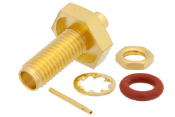 PE44390 - SSMA メス バルクヘッドマウントコネクタ、はんだ接続、PE-SR405AL、PE-SR405FL、RG405、.177インチD穴