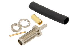 PE44406 - SSMA メス バルクヘッドマウントコネクタ、はんだ接続、RG178、RG196、.177インチD穴