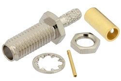 PE44427 - SSMA メス バルクヘッドマウントコネクタ、はんだ接続、RG188-DS、RG316-DS、.177インチD穴