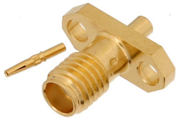 PE44436 - SSMA メス コネクタ、はんだ接続、2ホールパネルマウント、PE-047SR、PE-SR047AL、PE-SR047FL、.328インチ穴間隔