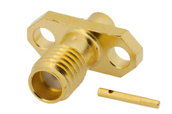 PE44437 - SSMA メス コネクタ、はんだ接続、2ホールパネルマウント、PE-SR405AL、PE-SR405FL、PE-SR405FLJ、RG405、.328インチ穴間隔