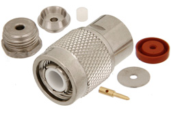 PE4448 - TNC オス コネクタ、クランプ/はんだ接続、RG178、RG196