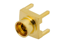 PE44480 - SMP オス リミットデテントコネクタ、はんだ接続、スルーホールPCB