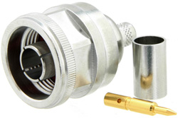 PE44521 - N オス コネクタ、圧着/はんだ接続、PE-C240、RG8X、.240インチ、LMR-240、LMR-240-DB、LMR-240-UF、B7808A