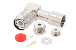 PE4454 - TNC オス 直角コネクタ、クランプ/はんだ接続、RG174、RG316、RG188