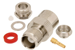 PE4460 - TNC メス コネクタ、クランプ/はんだ接続、RG59、RG62、RG71