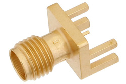 PE44614 - SMA メス コネクタ、はんだ接続、.078インチエンドランチPCB