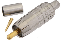 PE44624 - 75 Ω RCA オス コネクタ、圧着/はんだ接続、1505A