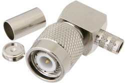PE44635 - TNC オス 直角コネクタ、圧着/はんだ接続、PE-C240、RG8X、.240インチ、LMR-240、LMR-240-DB、LMR-240-UF、B7808A