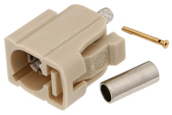 PE44646I - FAKRA ジャック コネクタ、圧着/はんだ接続、RG174、RG316、RG188、.100インチ、PE-B100、PE-C100、LMR-100、ベージュ