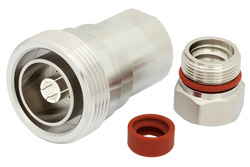 PE44734 - 7/16 DIN メス 低PIMコネクタ、クランプ/ノンソルダー端子接続、1/2インチ超フレキ、PE-1/2SFHC