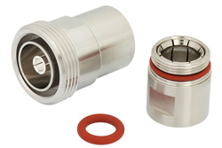 PE44740 - 7/16 DIN メス 低PIMコネクタ、クランプ/ノンソルダー端子接続、1/2インチフレキ、PE-1/2FAC