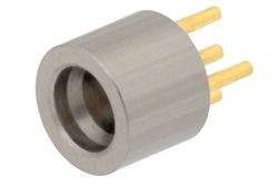 PE44775 - SMP オス フルデテントコネクタ、はんだ接続、スルーホールPCB、丸型本体、最大 8 GHz