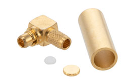 PE44784 - MMCX プラグ 直角コネクタ、圧着/はんだ接続、RG316-DS、RG188-DS