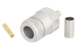 PE44789 - N メス コネクタ、圧着/はんだ接続、RG223、RG142、RG400、RG55、ホワイトブロンズ