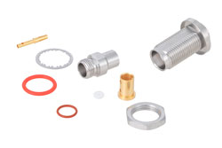 PE44811 - TNC メス バルクヘッドマウントプレシジョンコネクタ、クランプ/はんだ接続、PE-P142LL